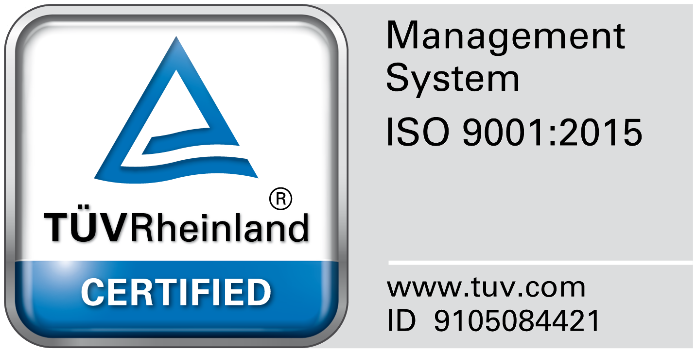 TÜV Rheinland – Management System ISO 9001:2015 – ID 9105084421